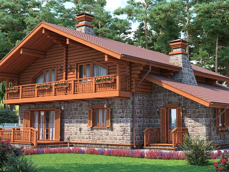 Комбинированные деревянные дома
