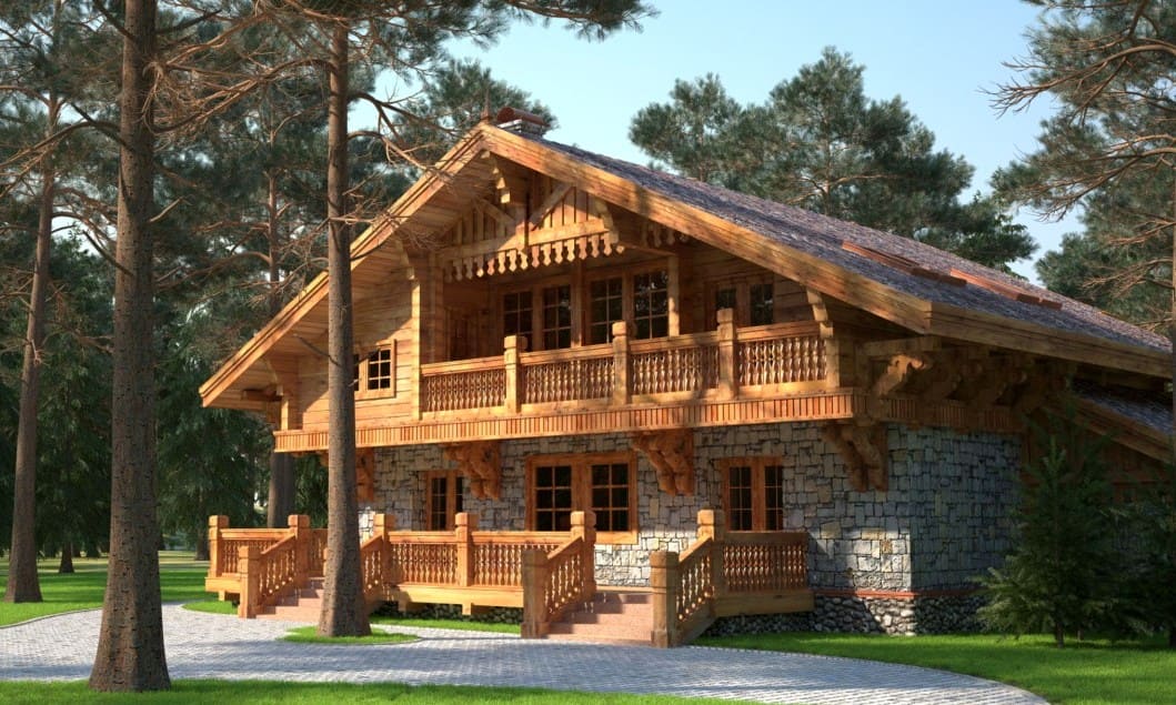 Комбинированные дома в русском стиле